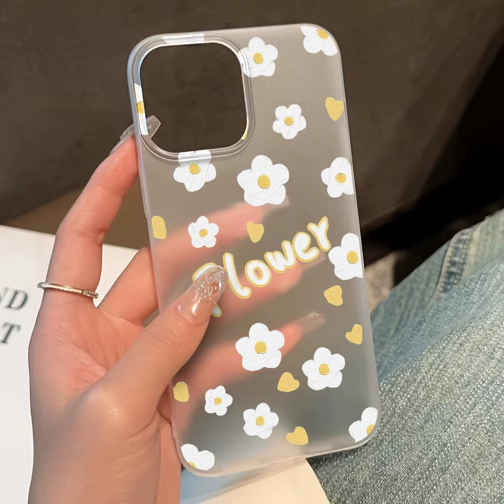 Flowers Phone Case for Iphone 16 Pro Case Iphone 18 Pro 15 11 14 17 Pro Max 12 13 Mini Translucent Slim Silky Skin Matte Cover
