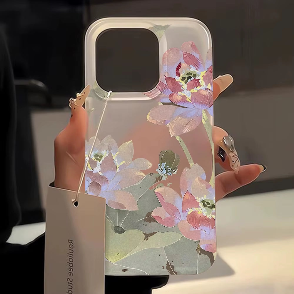 Flowers Phone Case for Iphone 16 Pro Case Iphone 18 Pro 15 11 14 17 Pro Max 12 13 Mini Translucent Slim Silky Skin Matte Cover