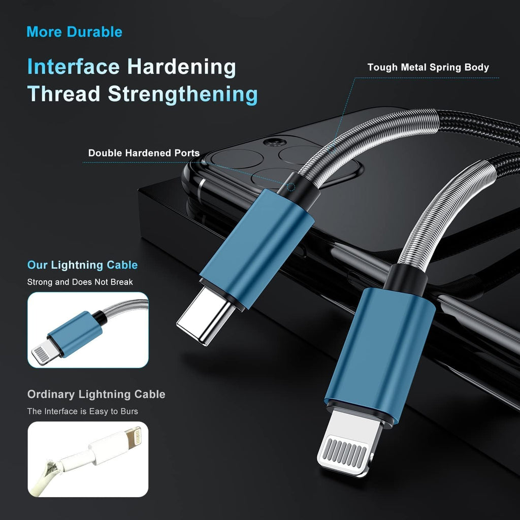2Pack 10Ft Iphone Fast Charger Cable, [Apple Mfi Certified] Long USB C to Lightning Cable 10 Foot, High Fast 10 Feet Apple Charging Cord for Apple Iphone 14/14 Pro Max/13 Mini/12/11/Xs/Xr/8/7Plus,Ipad