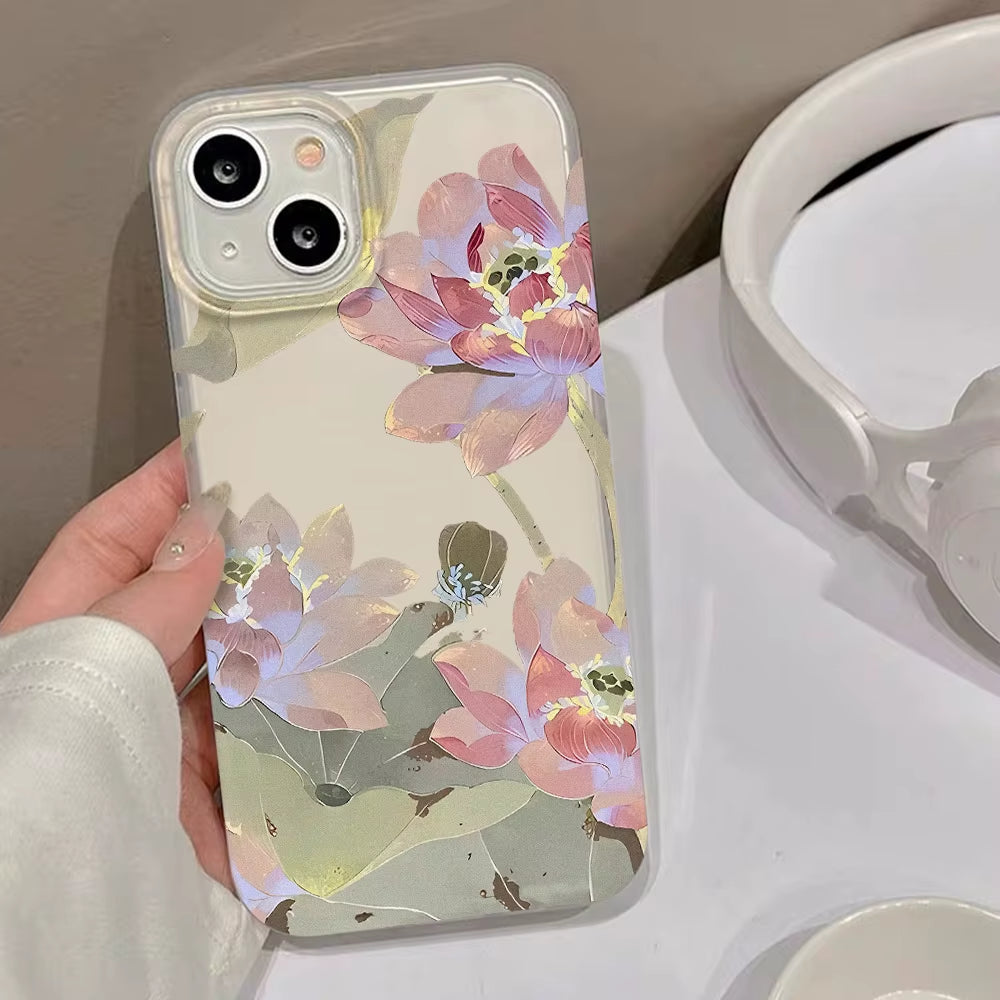 Flowers Phone Case for Iphone 16 Pro Case Iphone 18 Pro 15 11 14 17 Pro Max 12 13 Mini Translucent Slim Silky Skin Matte Cover
