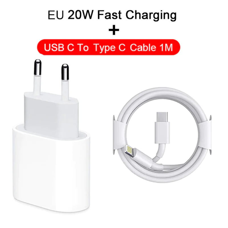For Apple Iphone 13 20W Fast Charger for Iphone 13 12 11 Pro Max Mini SE3 X XS Quick Charger USB C to Type C Fast Charge Cable